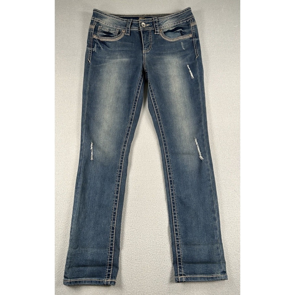 Seven 7 Slim Straight Jeans Womens Size 6 29.75" Inseam Denim Distressed